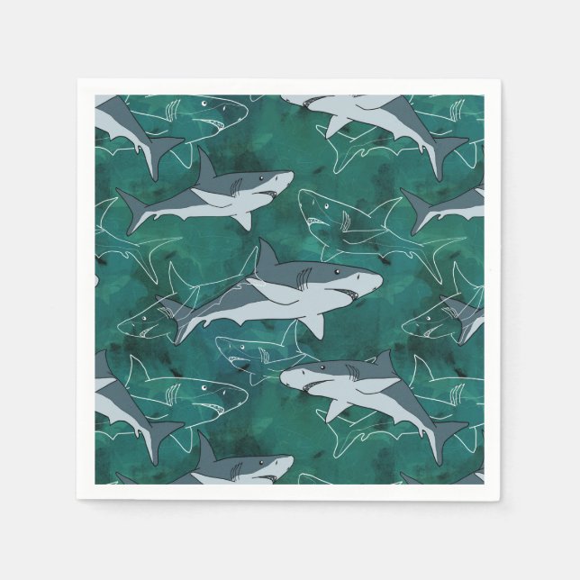 Sharks, marine,sea, fish, predator, animal, jaws, napkin (Front)