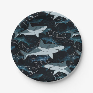 Sharks, marine,sea, fish, predator, animal, jaws, paper plate
