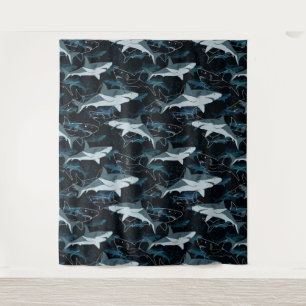 Sharks, marine,sea, fish, predator, animal, jaws, tapestry