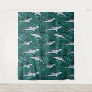 Sharks, marine,sea, fish, predator, animal, jaws tapestry