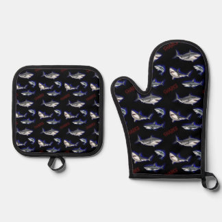 Sharks Oven Mitt & Pot Holder Set
