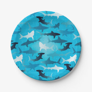 sharks! paper plate