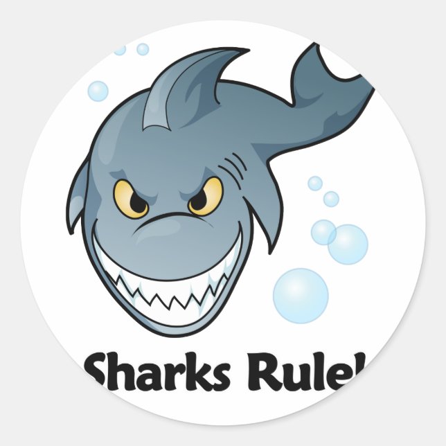 Sharks Rule! Classic Round Sticker (Front)