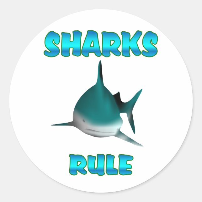 Sharks Rule Classic Round Sticker (Front)