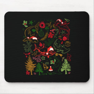 Sharks Santa Hat Christmas Shark Lover Marine Biol Mouse Pad
