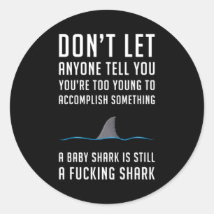 Sharks Shark Fin Fish Sea Ocean Funny Gift Idea Classic Round Sticker