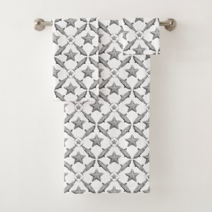 Sharks Starfish Ocean Life Nautical Coastal Bath Towel Set