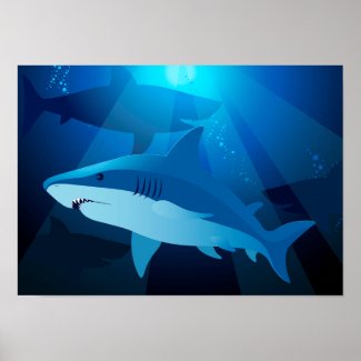 Sharks swimming poster