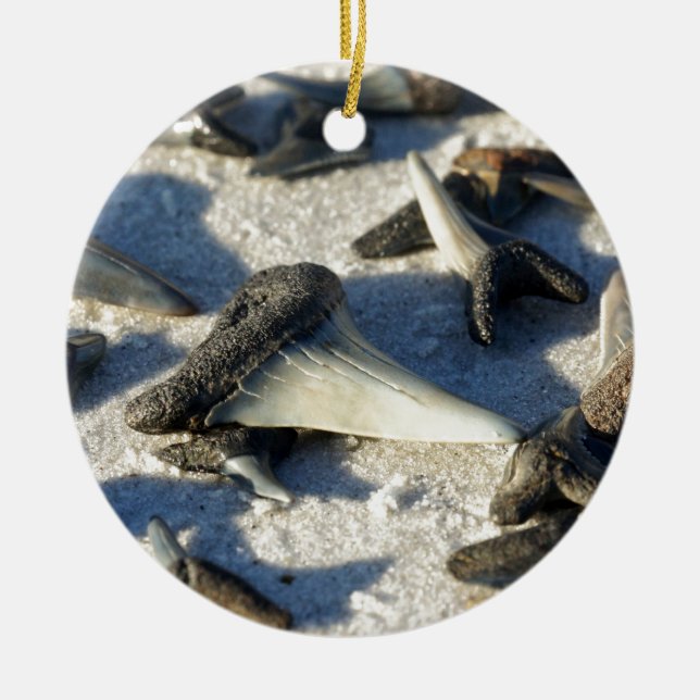Sharks Teeth from Jax Beach Ceramic Tree Decoration (Front)