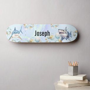 Sharks Underwater Add Name Skateboard