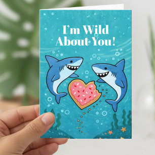 Sharks With Heart lovely Valentine Holiday Card