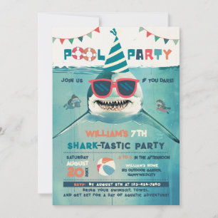 Sharktastic Pool Party Invitation