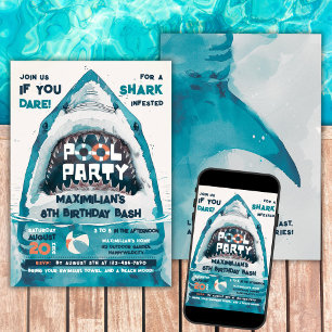 Sharktastic Summer POOL Party Invitation