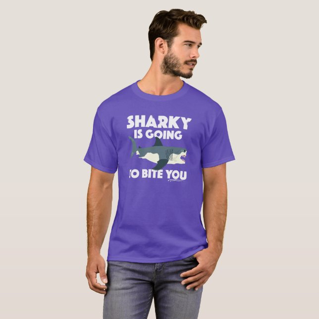 Sharky Is Going To Bite You Design - Basic Dark T- T-Shirt (Front Full)