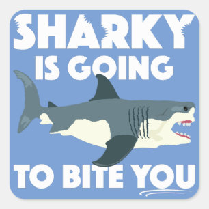 Sharky Is Going To Bite You Design - Square Button Sticker