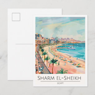 Sharm El-Sheikh Egypt Vintage Illustration Travel Postcard