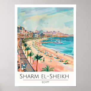 Sharm El-Sheikh Egypt Vintage Illustration Travel Poster