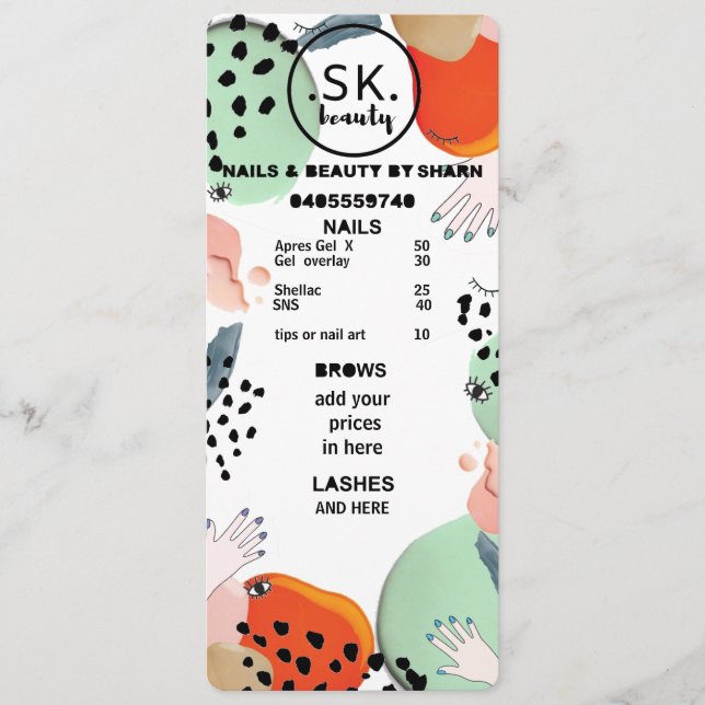 sharn price list menu (Front)