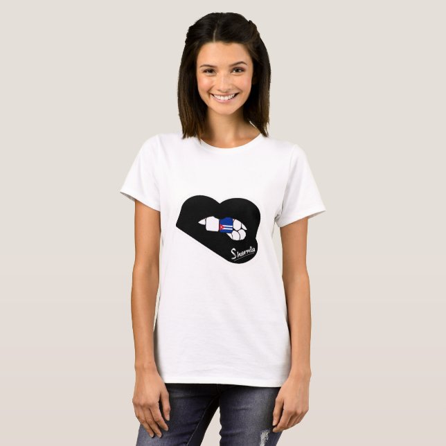 Sharnia’s Lips Cuba T-Shirt (Black Lips) (Front Full)