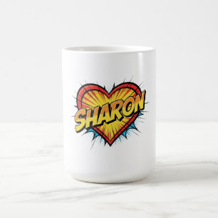 Sharon Comic Pop Art Heart Name Coffee Mug