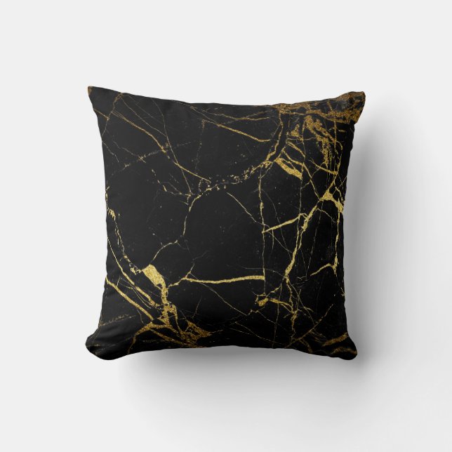 Sharp Black and Gold Marble Cushion (Front)