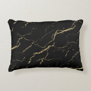 Sharp Black and Gold Marble Decorative Cushion