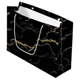 Sharp Black and Gold Marble Large Gift Bag