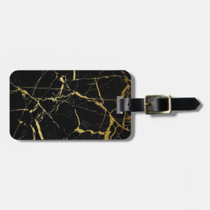 Sharp Black and Gold Marble Luggage Tag