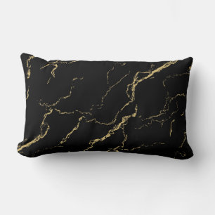 Sharp Black and Gold Marble Lumbar Cushion