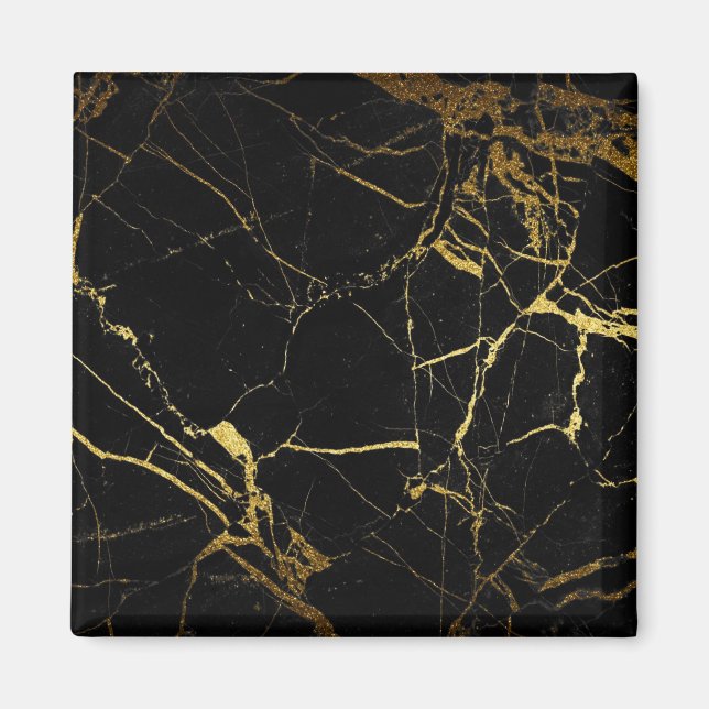 Sharp Black and Gold Marble Magnet (Front)