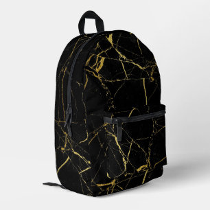 Sharp Black and Gold Marble Printed Backpack