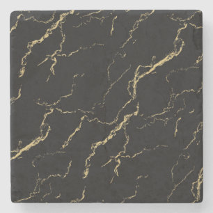 Sharp Black and Gold Marble Stone Coaster