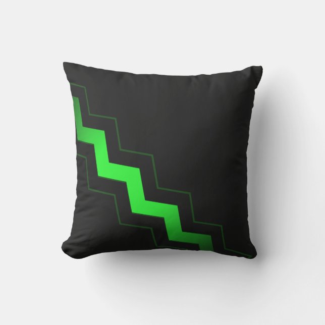 Sharp Black with Lime Green Zigzag Cushion (Front)