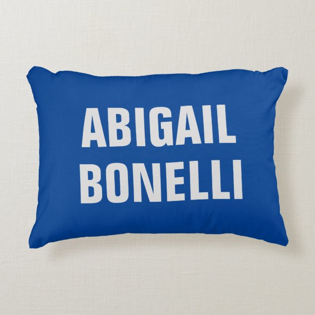 Sharp bold custom excellent minimalist name blue decorative cushion (Front)