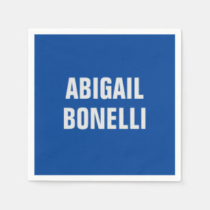 Sharp bold custom excellent minimalist name blue napkin