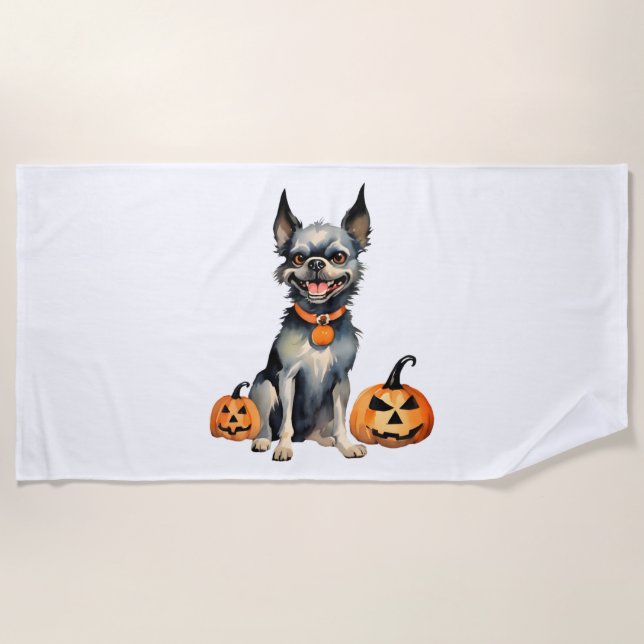 Sharp Dog Guards Halloween Pumpkins Premium  Beach Towel (Front)
