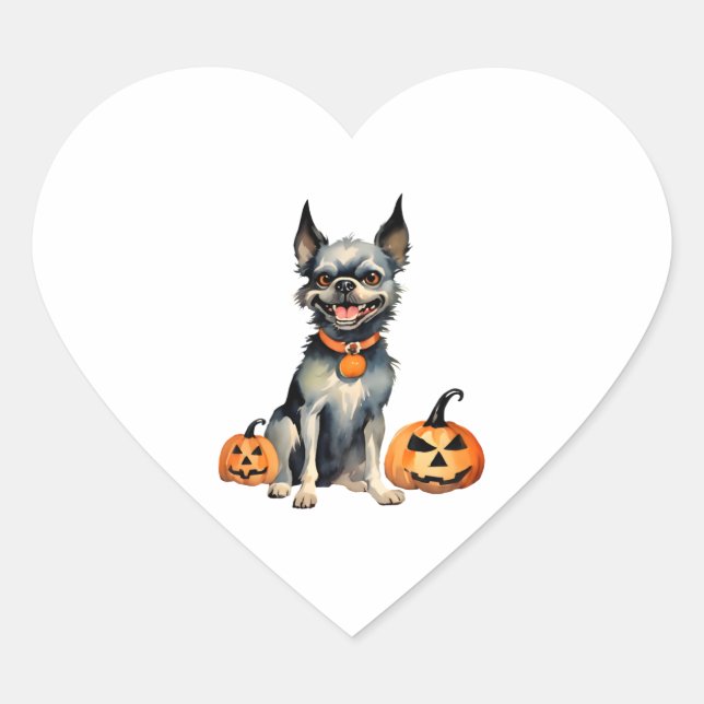Sharp Dog Guards Halloween Pumpkins Premium  Heart Sticker (Front)