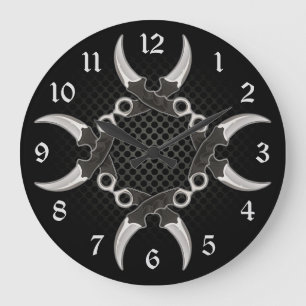 Sharp Edges Curved Blades Round Large Clock