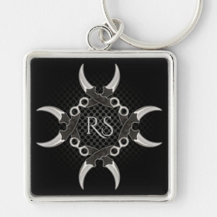 Sharp Edges Monogrammed Curved Blades 2  Key Chain