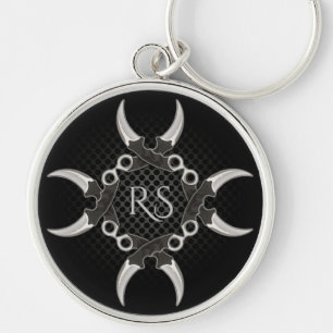 Sharp Edges Monogrammed Curved Blades Key Chain