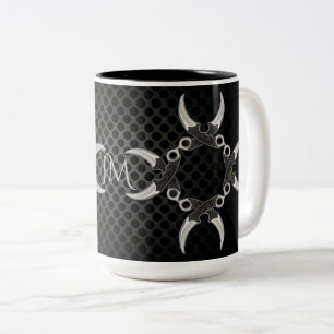 Sharp Edges Monogrammed Curved Blades Two-Tone Coffee Mug
