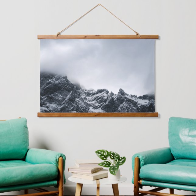 Sharp edges of mountains and soft clouds hanging tapestry (Living Room)