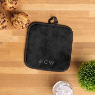 Sharp Faux Stamped Mottled Black Pot Holder