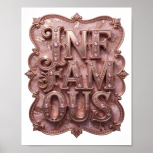 Sharp Gold INFAMOUS 3D Text Art Poster