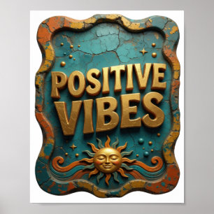 Sharp Gold POSITIVE VIBES Poster