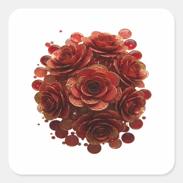 Sharp Gold RED ROSES AND GLASS BUBBLES Sticker Art (Front)