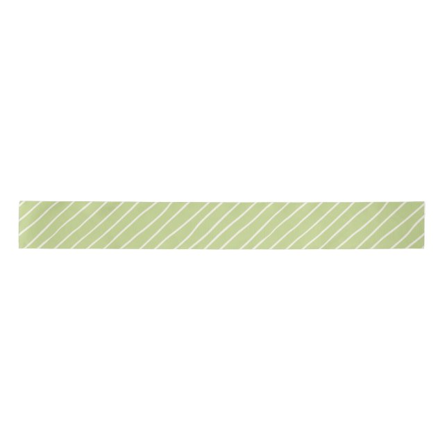 Sharp Green Simple Hand Drawn Stripe Satin Ribbon (Front)