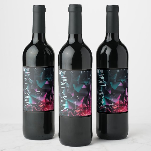 Sharp Light Geometric Edgy Abstract Shape Wine Label (Bottles)