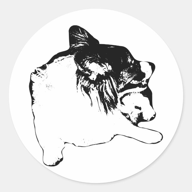 Sharp-Line Corgi Classic Round Sticker (Front)