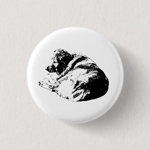 Sharp Line Curl Dog Adds Festive Restful Flair 3 Cm Round Badge